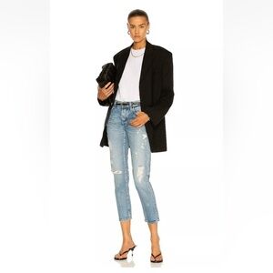 Moussy Vintage Jeans Aberdeen Tapered Blue Jean Distressed Button Fly Rigid 26